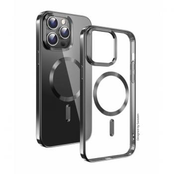 Protectora Clear Jelly MagStick de Color Metalizado Negro para iPhone 14 Pro Max