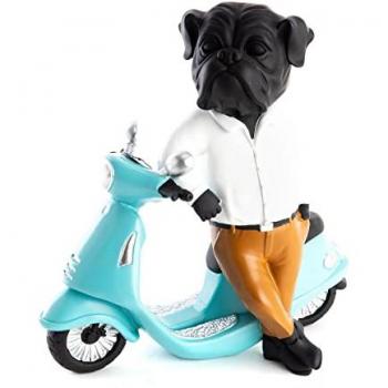 Statue Chien Vespa Amadeus Noir Résine