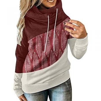 Wave166 Damen‑Pulli mit Kapuze und hohem Kragen