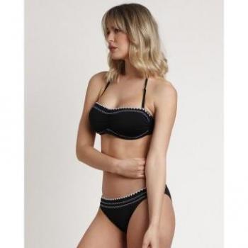 Bikini de Playa Admas Negro XL con Detalle Bordado
