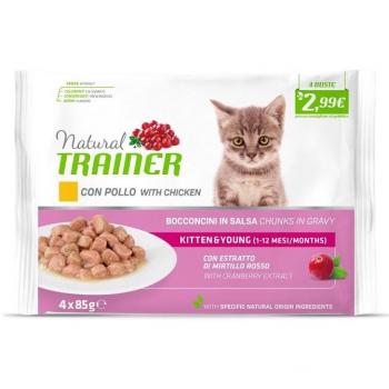 Natural Trainer Flowpack Kitten & Young (4 x 85 gr) - Pollo Fresco Cibo umido per gatti