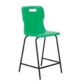 Titan High Classroom Stool with Backrest Size 3 445mm Seat Height (Ages: 6-8 Years) Polly Lipped Seat with Skid Base Green T60-GN - 5 Year Guarantee