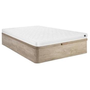Lit coffre 120 x 200 cm en bois naturel clair avec matelas mousse 15 cm - Danae II