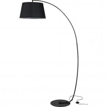 Stehlampe mit Ablageflächen und Stoffschirm