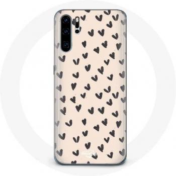 Huawei P30 Case with Abstract Black Hearts Design