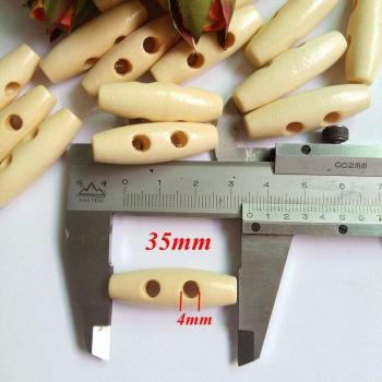 Botones de abrigo de madera de olivo, 35mm x 11mm, paquete de 30 unidades