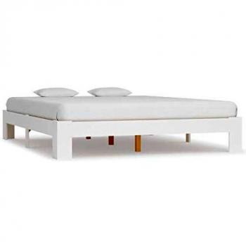Cama de pino macizo blanca 160x200 cm
