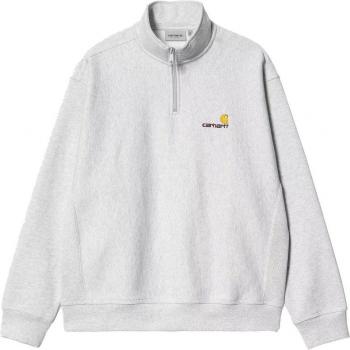 Carhartt WIP Mens Half Zip American Script Sweatshirt - Ash Heather - XL