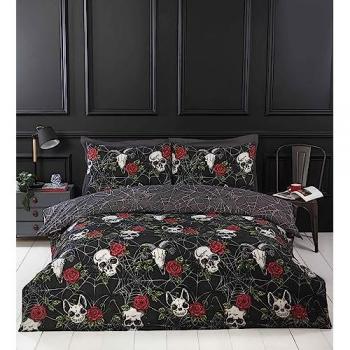 Skulls & Roses Microfibre Duvet Set with Pillowcase