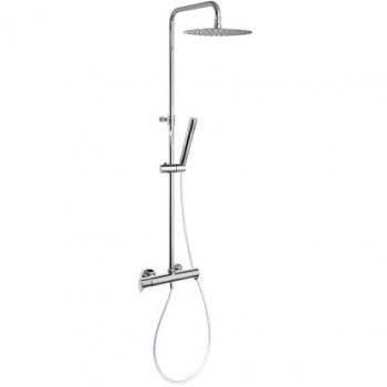Ducha Cromada con Grifo Termostático y Accesorios Redondos