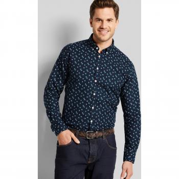 Oxfordhemd Marine mit floralem Print