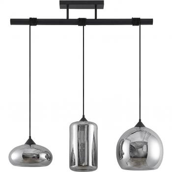 Dimmable ceiling light Arloris by Lindby with 3 E27 sockets (vintage, antique style, silver, smoke glass)