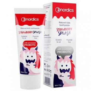 Dentifricio Ecologico Nordics Bambini Fragola Calcio Xilitolo 75 ml