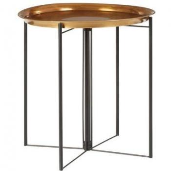 Interiors By Premier Contemporary Large Brass And Black Finish Side Table