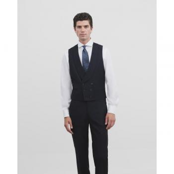 Silbon Chaleco Elegante Azul Marino Stretch con Cuello Redondo