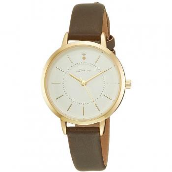 Reloj de Pulsera Dourado con Correa de Cuero Marrón para Mujer
