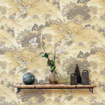 Crown Wallcoverings Oriental Landscape Wallpaper Yellow M1192 Full Roll