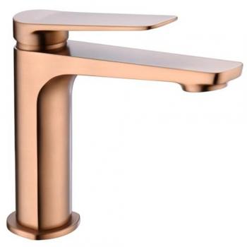 Rubinetto monocomando lavabo in ottone color oro rosa spazzolato