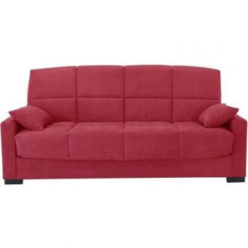 Megan 14 Clic Clac – Sofa 3 places en tissu rouge Soro, avec accoudoirs