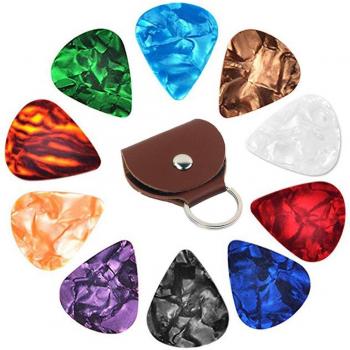 10 Pack Guitar Picks Plectrum Celluloid - Smooth, Suitable for Electric/Bass/Acoustic Guitars (Random Colors)