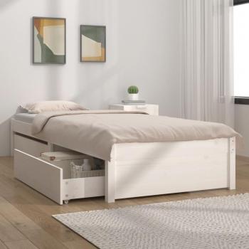 VidaXL White Single Bed Frame with Drawers