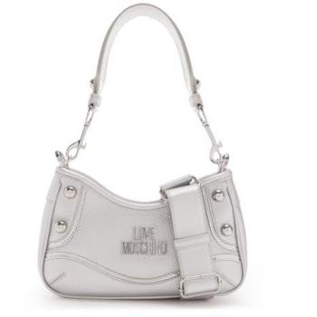 Bolso de hombro en tono plata Love Moschino con cremallera