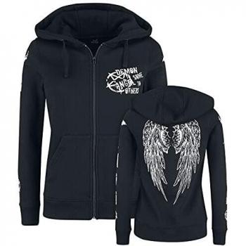 Felpa Gothic con cappuccio e zip Freaking Out Loud per donna - Nero - S a 3XL