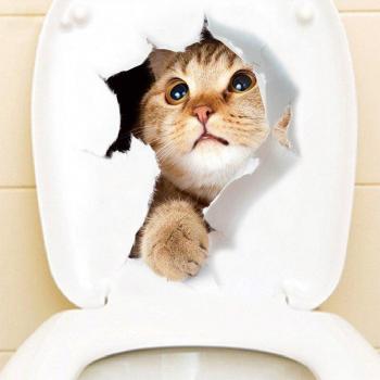 3D Kat en Hond Wc Stickers - Waterdichte Wanddecoratie