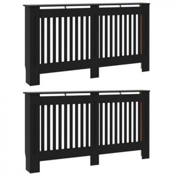 Black Radiator Cover Set – 2 Pieces – 152×19×81.5 cm, Engineered Wood by VidaXL