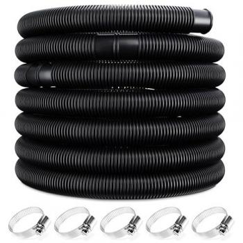 Monzana Poolschlauch, 10m Ø 38mm schwarz flexibel mit Muffen