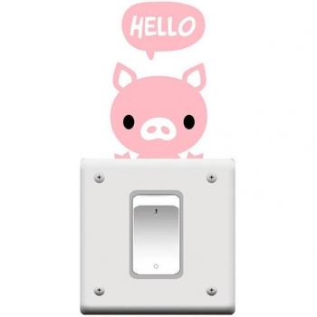 Calcomanías de Interruptor Cerdito Rosa Hola - Decoración Infantil para el Hogar
