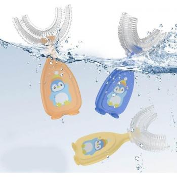 Cepillo dental U para niños de 2 a 12 años, herramienta de silicona blanda