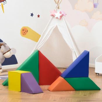 HOMCOM 7 Pcs Kids Soft Foam Puzzle Play Blocks Set Learning Toddler Activity Fun
