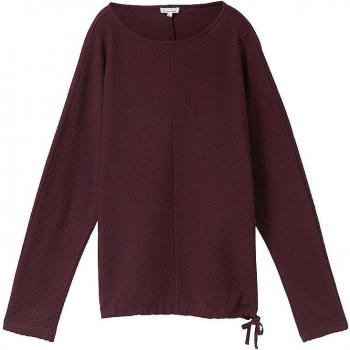 TOM TAILOR Fledermausshirt, mit Rundhalsausschnitt und Struktur-Optik black berry melange