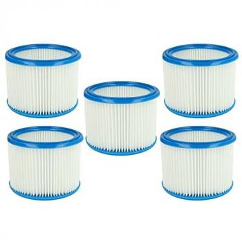 5-Pack Cartridge Filters for Nilfisk-Alto Attix 550-21, 8 Gallon Wet and Dry Vacuum Cleaner - Vhbw