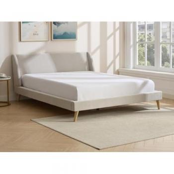 Benedikte Cama Moderna 160x200 – Tela Beige y Colchón