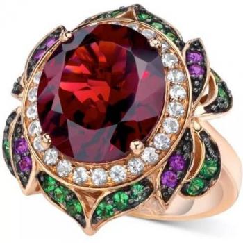 Anillo de Joyería Estética Rosa con Cristal para Mujer