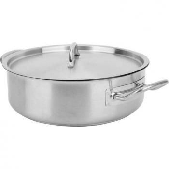 Double Handle Stainless Steel Stew Pot with Lid, 25.5 x 8.5 cm