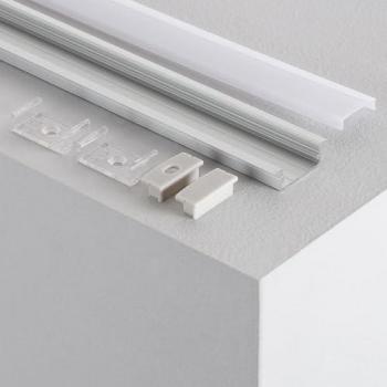 Profilo Incassato in Alluminio per Striscia LED Doppia fino a 18 mm - 2 m