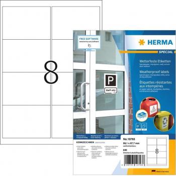 HERMA Wetterfeste Imprägniert-Etiketten A4 80 Blatt 66x33,8 mm