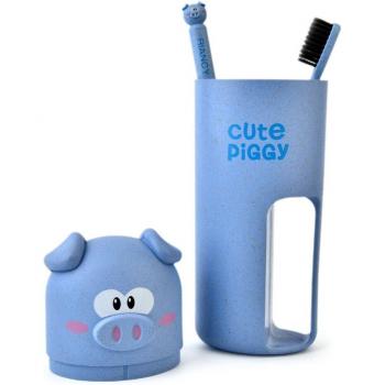 Cute Piggy Toothbrush Holder and Travel Cup Set