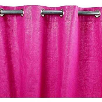 COMETE - Rideau Coton, lin et lurex 140 x 250 cm Rose Fuchsia