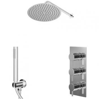 Polished Chrome Concealed Triple Shower Valve with 300mm Head