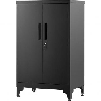 SONGMICS Lockable Steel File Cabinet with Doors, Ink Black