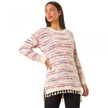 Pull Tunique Frange Rose Roman