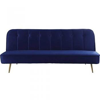 Canapé Clic Clac en velours James - 180 x 83 x 75 cm - 3 places - Bleu foncé