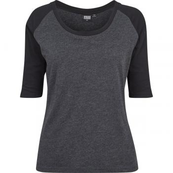 Maglia Maniche Lunghe Donna 3/4 Raglan Contrast - Urban Classics - Carbone/Nero - XS a 5XL