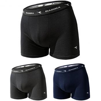 Set DIADORA 3 Pezzi Uomo SLIP BOXER Bianco / Nero / Assortito Varie Taglie (2 Boxer Neri - 1 Blu - 1 Grigio - S/M)