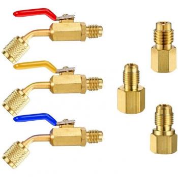 6 Pcs Compact Angled Ball Valve 1/4 Inch for R410A R134A R12 R22 AC HVAC