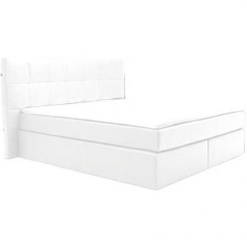 Set boxspring con testata e LED - 2 x 80 x 200 cm - similpelle - Bianco
